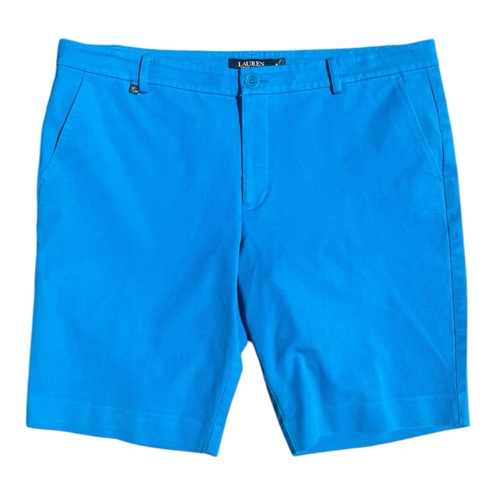 Lauren Ralph Lauren Black Label Twill Shorts Plus Size 14 in Blue